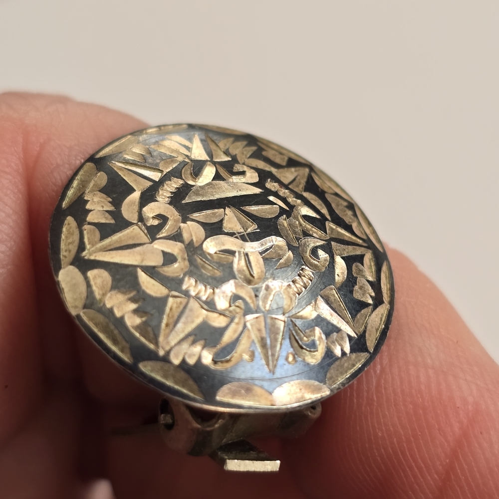 Vintage Mexico Plata clip earring single ONE aztec sun sol celestial - Picture 9 of 14